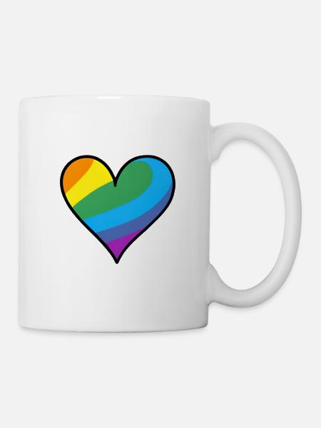 Regenbogenherz Pride Print - Tasse - Weiß