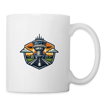 Flughafen Turm Sonnenuntergang - Tasse - Weiß - Rechts