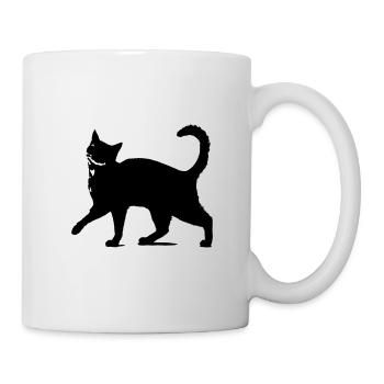 Black cat silhouette // black cat silhouette! - Mug - white - Right