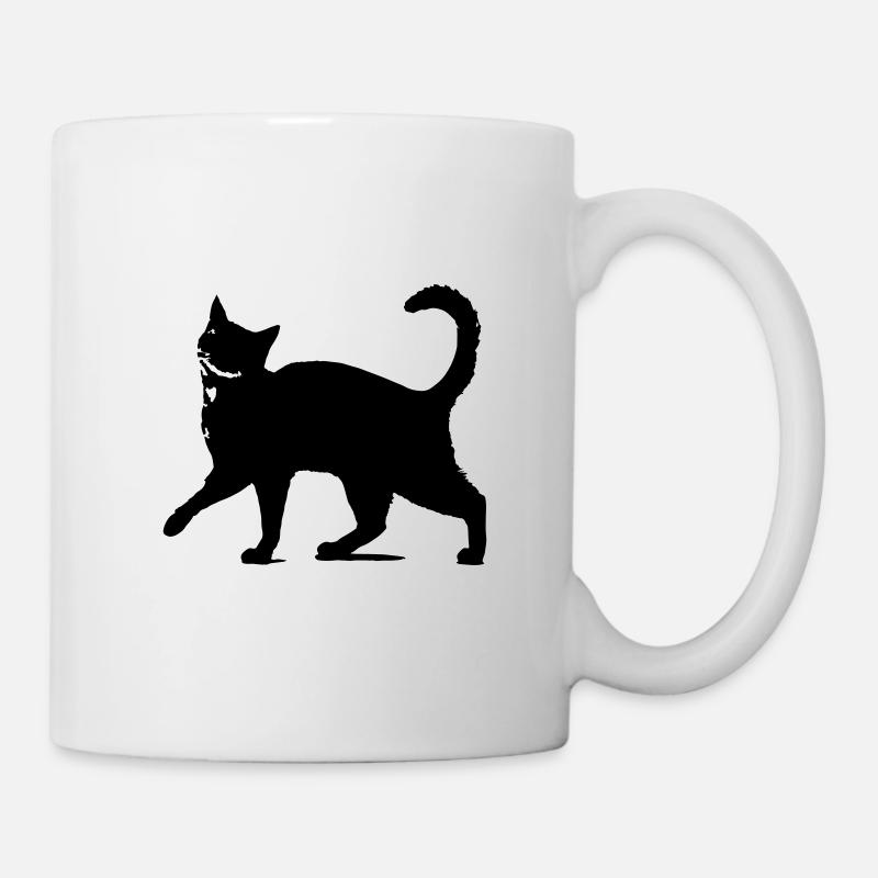 Silhouette de chat noir // silhouette de chat noir! - Mug blanc - blanc