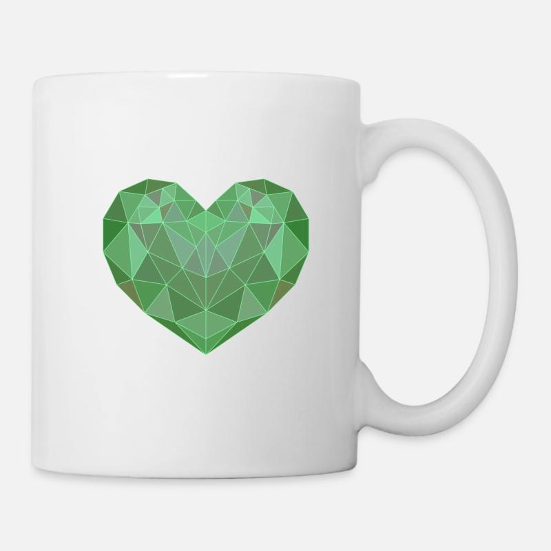 Geometrisches Herz Green - Tasse - Weiß