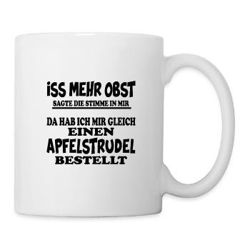 bergwandern servus alpin gipfelkreuz apfelstrudel - Tasse - Weiß - Rechts