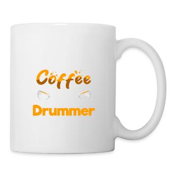 Half Coffee Half Drummer Funny Drum Player Humor - Tasse - Weiß - Rechts