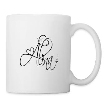 Alina Name Vorname Mädchen Kalligrafie Dekor - Tasse - Weiß - Rechts