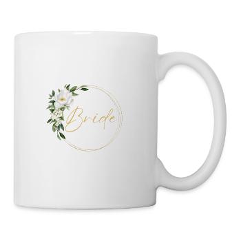MARIÉE DE L’ÉQUIPE ! Vert & blanc, Couronne de fleurs - Mug blanc - blanc - Droite