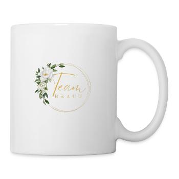 TEAM BRAUT! Grün-Weiß, Blumen-Kranz - Tasse - Weiß - Rechts