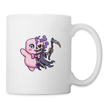 Kawaii Ghost & Grim Reaper Pixel Art Halloween - Mug - white - Right