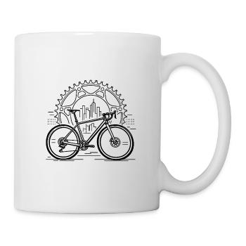 Vélo urbain dans un cercle à roues dentées - Mug blanc - blanc - Droite