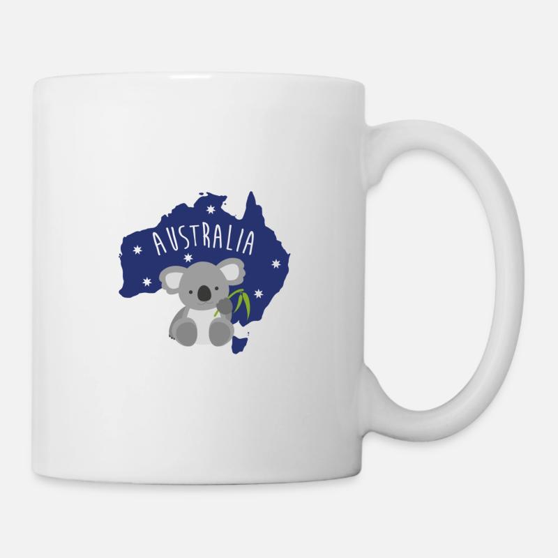 Australien Koala Baby mit Zweig - Geschenkidee - Tasse - Weiß