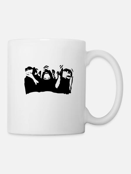 3_affen - Tasse - Weiß