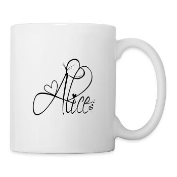 Alice Name Vorname Mädchen Kalligrafie Dekor - Tasse - Weiß - Rechts