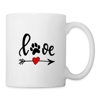 L’amour avec la patte de chien - flèche avec coeur - Mug blanc - blanc - Droite