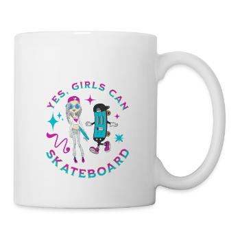 Ja Mädchen können Skateboard Skateboarder Skater Frauen - Tasse - Weiß - Rechts