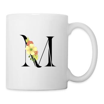 Eleganter Buchstabe 'M' mit Blumen - Tasse - Weiß - Rechts