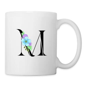 Eleganter Buchstabe 'M' mit Blumen - Tasse - Weiß - Rechts