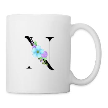 Elegant letter 'T' with flowers - Mug - white - Right