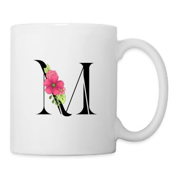 Eleganter Buchstabe 'M' mit Blumen - Tasse - Weiß - Rechts