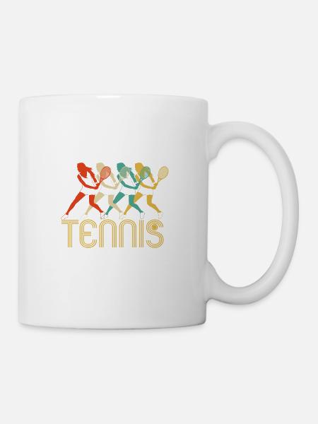 Joueurs de tennis rétro Pop Art, cadeaux de tennis Fan Club - Mug blanc - blanc