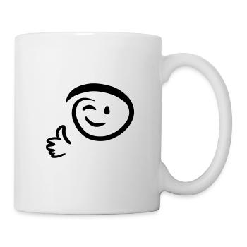 Face winks, gives thumbs up. Emoticon. - Mug - white - Right