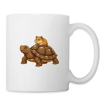 hamster-reitet-schildkroete-suesse-tier-freunds - Tasse - Weiß - Rechts