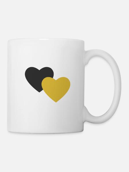 Coeur d'amour noir jaune - Mug blanc - blanc