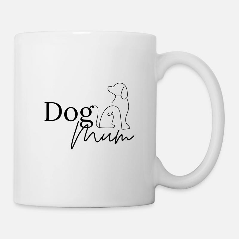 Dog Mum single Line - Tasse - Weiß