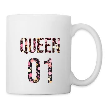 Queen King Queen Couple Outfit Motif Floral - Mug blanc - blanc - Droite