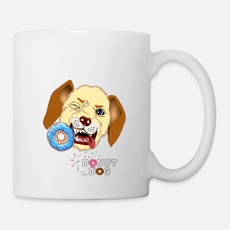 Hund beißt Donut - Tasse - Weiß