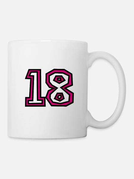 18. 18 ANS. 18e ANNIVERSAIRE. ANNIVERSAIRE 18 ANS. - Mug blanc - blanc