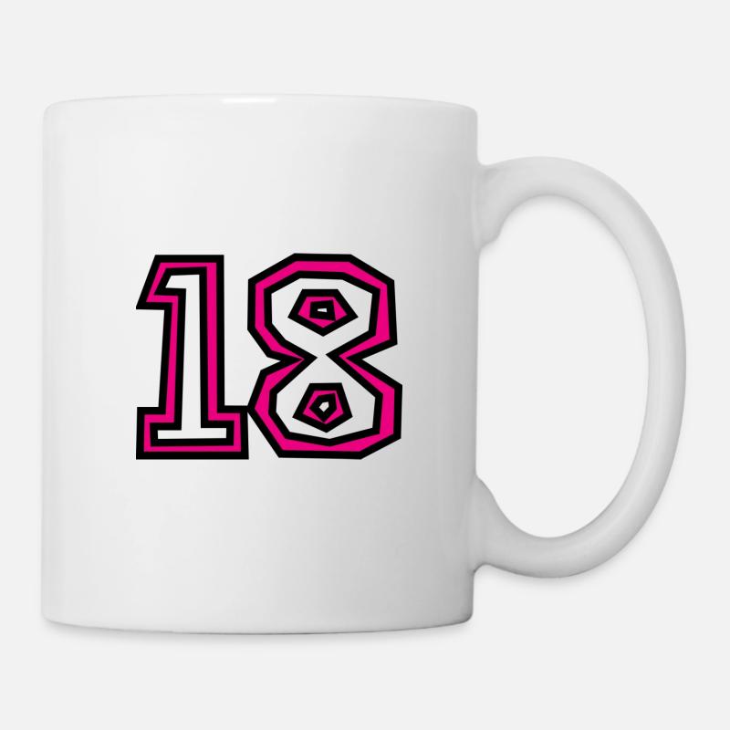 18. 18 ANS. 18e ANNIVERSAIRE. ANNIVERSAIRE 18 ANS. - Mug blanc - blanc