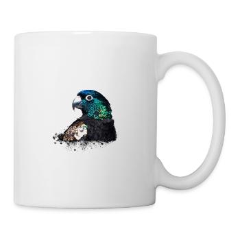 Papagei,Pailletten,Glitzer,Vogel,schwarz - Tasse - Weiß - Rechts