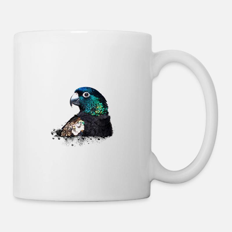 Papagei,Pailletten,Glitzer,Vogel,schwarz - Tasse - Weiß