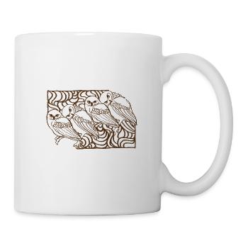 Süße Hand gezeichnete Eulen, Illustration - Tasse - Weiß - Rechts