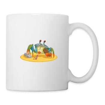 Crab musician with violin on the beach - Mug - white - Right