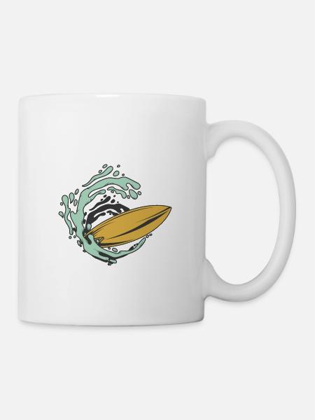 Surfboard Welle - Tasse - Weiß