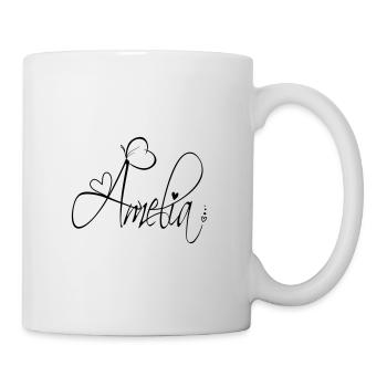 Amelia Name Vorname Mädchen Kalligrafie Dekor - Tasse - Weiß - Rechts