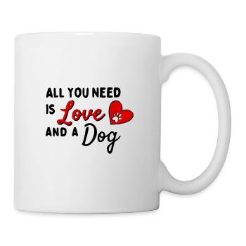 Tout ce dont vous avez besoin, c’est d’amour ET d’un chien - Herz mit Pfote - Mug blanc - blanc - Droite