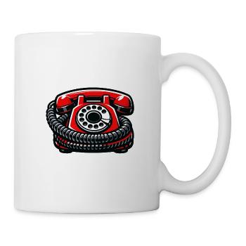 Roter Retro Telefon Illustration - Tasse - Weiß - Rechts