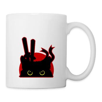 Chat Chat Kitty Mietz Ninja Samurai Katana Japon - Mug blanc - blanc - Droite