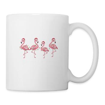 Rosa Flamingo Frohe Weihnachten Weihnachtsmütze - Tasse - Weiß - Rechts