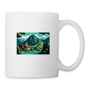8bit Pixel Bergsee - Tasse - Weiß - Rechts