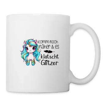 Einhorn & Es Klatscht Glitzer - Tasse - Weiß - Rechts