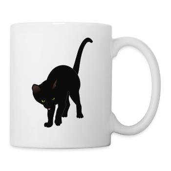 schwarze Katze - Tasse - Weiß - Rechts