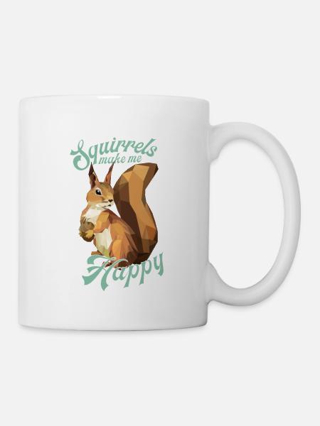 Squirrels make me happy, low poly - Mug - white