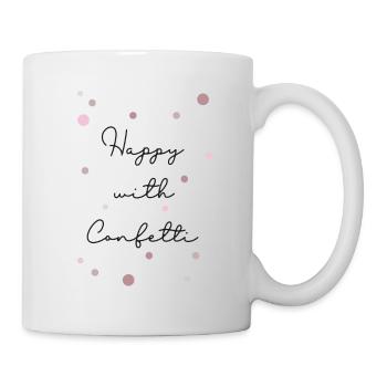 Happy with confetti, gift, confetti, carnival, - Mug - white - Right