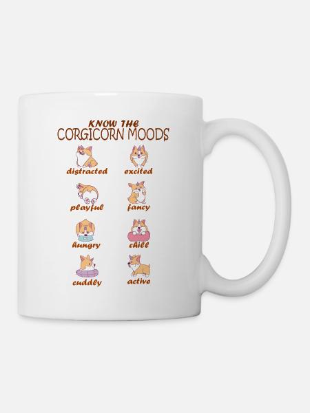 Sentiments de licorne Corgi Moods Corgi - Mug blanc - blanc