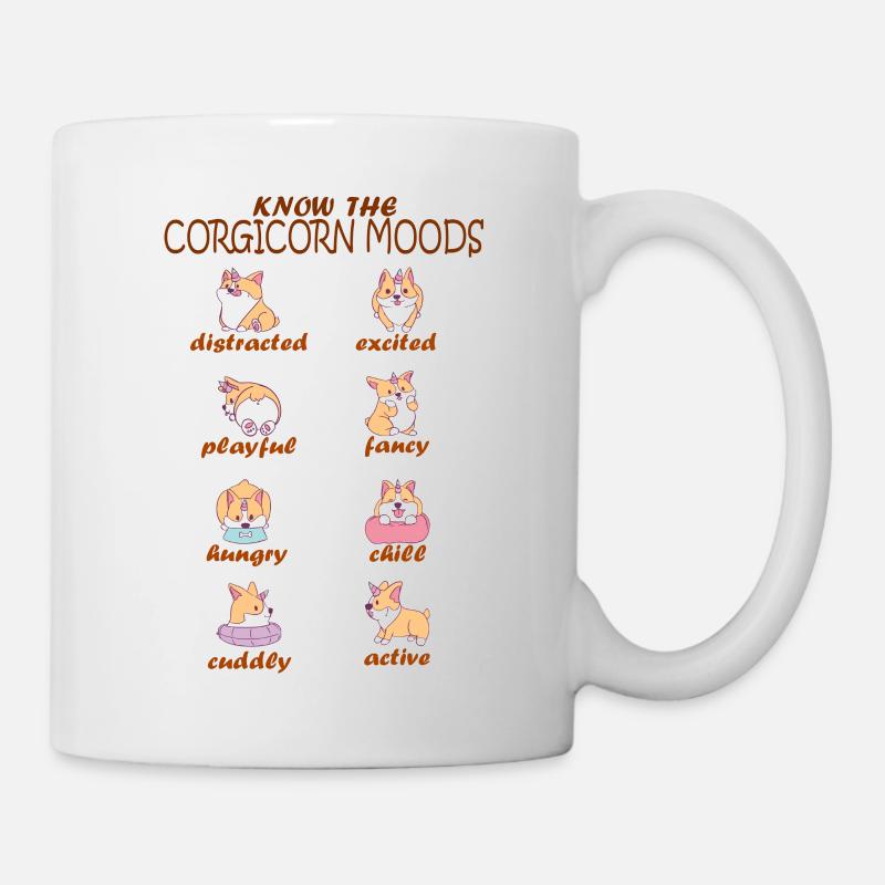 Sentiments de licorne Corgi Moods Corgi - Mug blanc - blanc