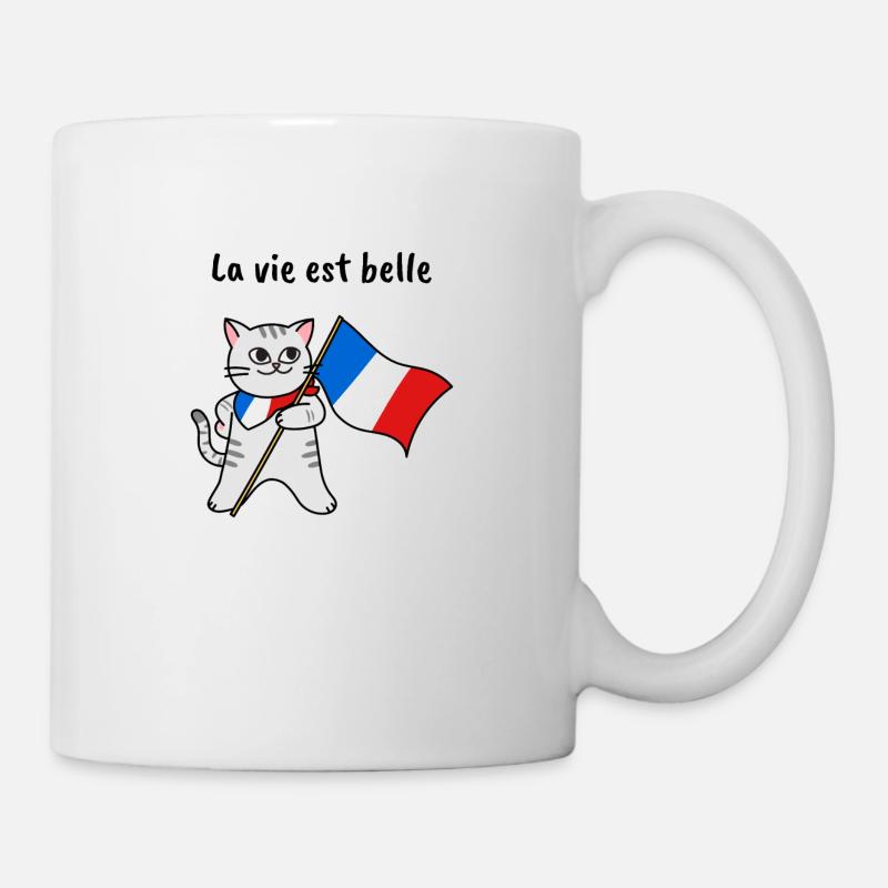 Frankreich katze Geschenk lustig urlaub - Tasse - Weiß
