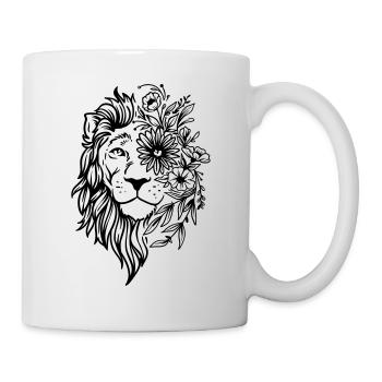 Lion Illustration Flowers Nature Environment Art Art - Mug - white - Right