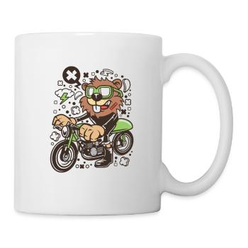 Biker beaver, biker, animal on motorcycle - Mug - white - Right